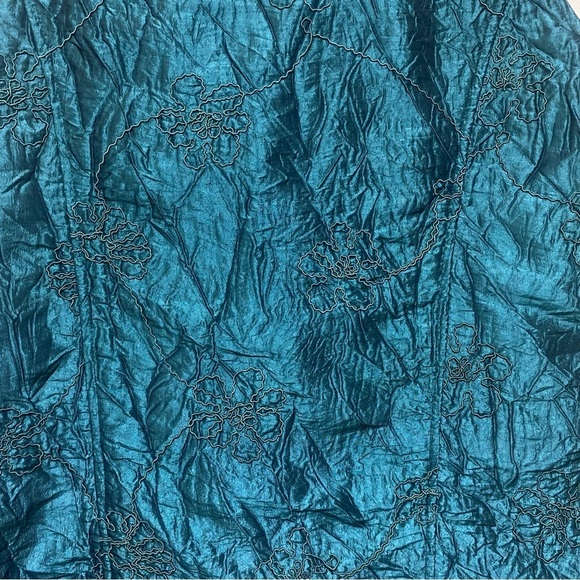 Women’s Coldwater Creek Brand Metallic Green Floral Zip-Up Lightweight Vest S: L - Picture 7 of 13